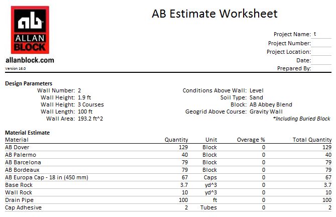 AB Estimate Worksheet