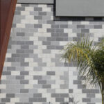 CMU architecture modern mixed material with precision block in natural, grey, and white